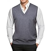 Barry.Wang Mens Sweater Vest V Neck Sleeveless Knitted Pullover Solid Color Slim Fit Sweaters Tops Casual Daily