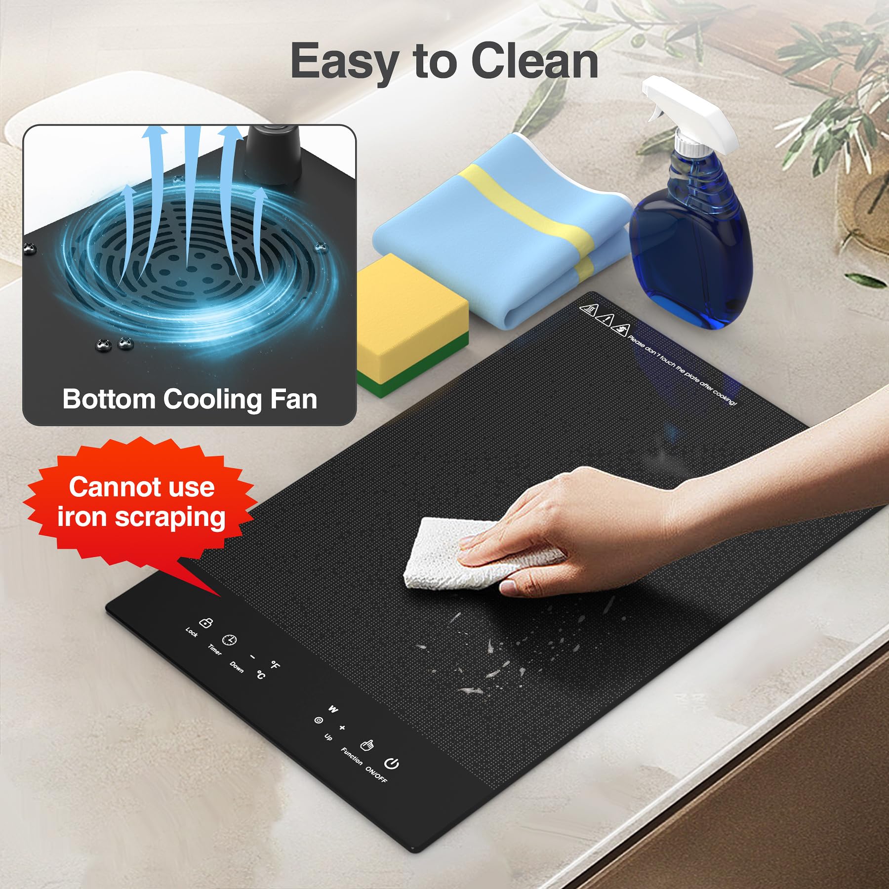 VBGK Electric Cooktop,110V Electric Stove Top,Single Burner Electric Cooktop LED Touch Control,9 Power Levels, Kids Lock &Timer,Overheat Protection,2000W Portable Burner