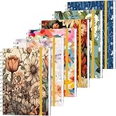 Resurhang 6 Pack Women Hardcover Spiral Notebook A5 Journal, Vintage Floral | College Ruled Lined Journal, 2 Pockets 160 Pages, For Women Office School, Note Taking Planning, Back to School Supplies