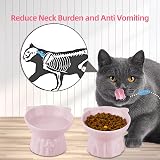 MEETOZ Ceramic Elevated Cat Bowls Pink Raised Food Water Dish Whisker Friendly view 3
