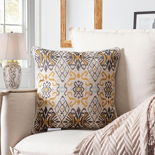 Amazon Com Tina S Home Embroidery Linen Ikat Decorative Throw
