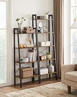 VASAGLE Ladder Shelf 4-Tier Industrial Bookshelf Rustic Brown Black LLS44X view 4