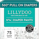 LILLYDOO Diaper Pants Toddlers - Size 4 (20+ lbs), Half-Monthly Supply (75 Count), Skin-Friendly, Ultrasoft, Chlorine-Free, Snug Fit & Absorbent Pull On Diapers