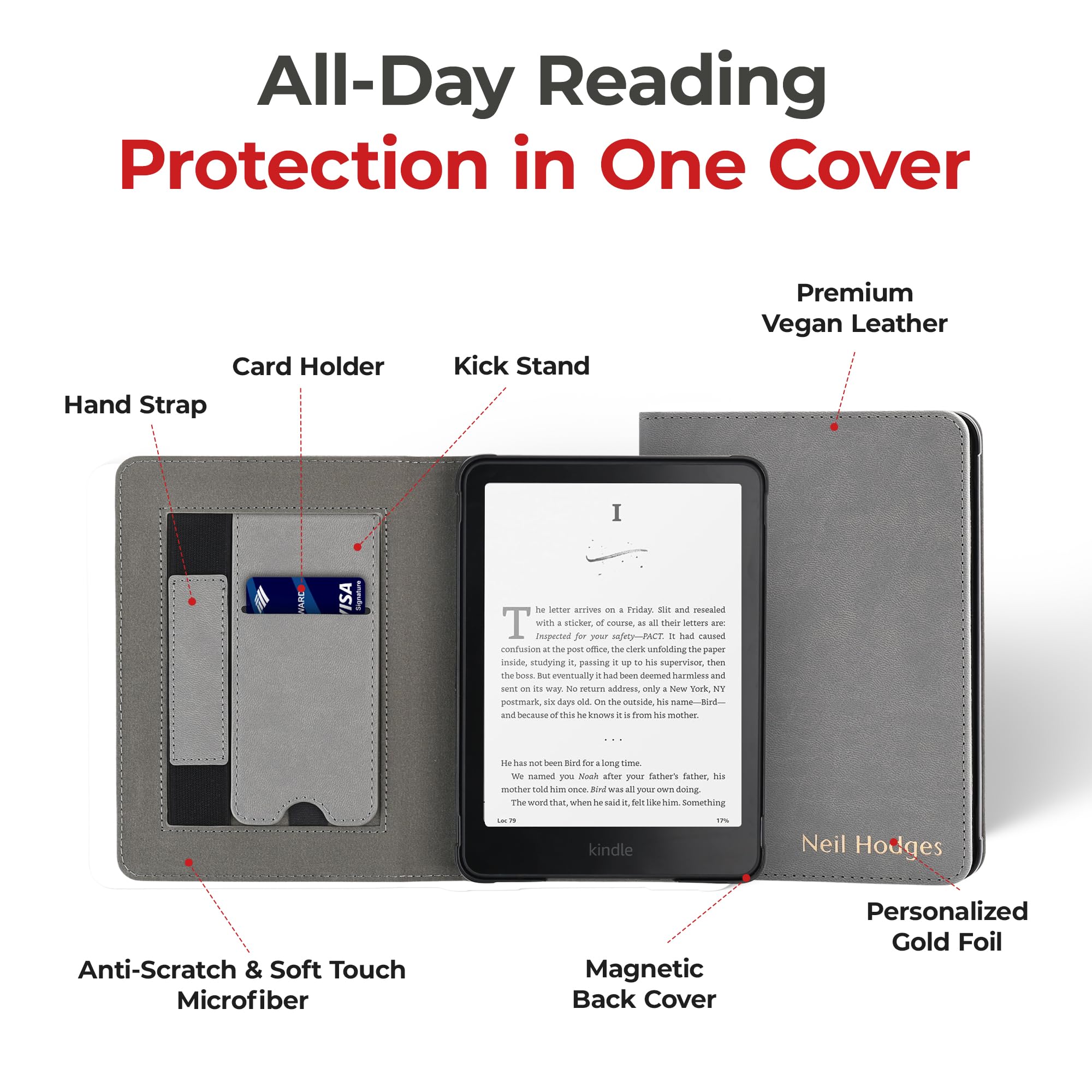 Promot Personalized Vegan Leather Case for Kindle Paperwhite 7