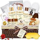 Jorceray 22PCS Valentines Day Spa Gift Baskets for Women, Luxury Bath and Body Gift Basket Set for Women Coconut Vanilla Spa Kit Relaxing Spa Self Care Gift for Her Wife Lover Mom Sister Friend