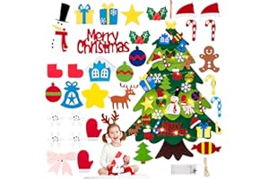 Ensemble de sapin de Noël en feutre pour tout-petits et enfants avec guirlande lumineuse LED de 3 m, 1 m à suspendre au mur, 