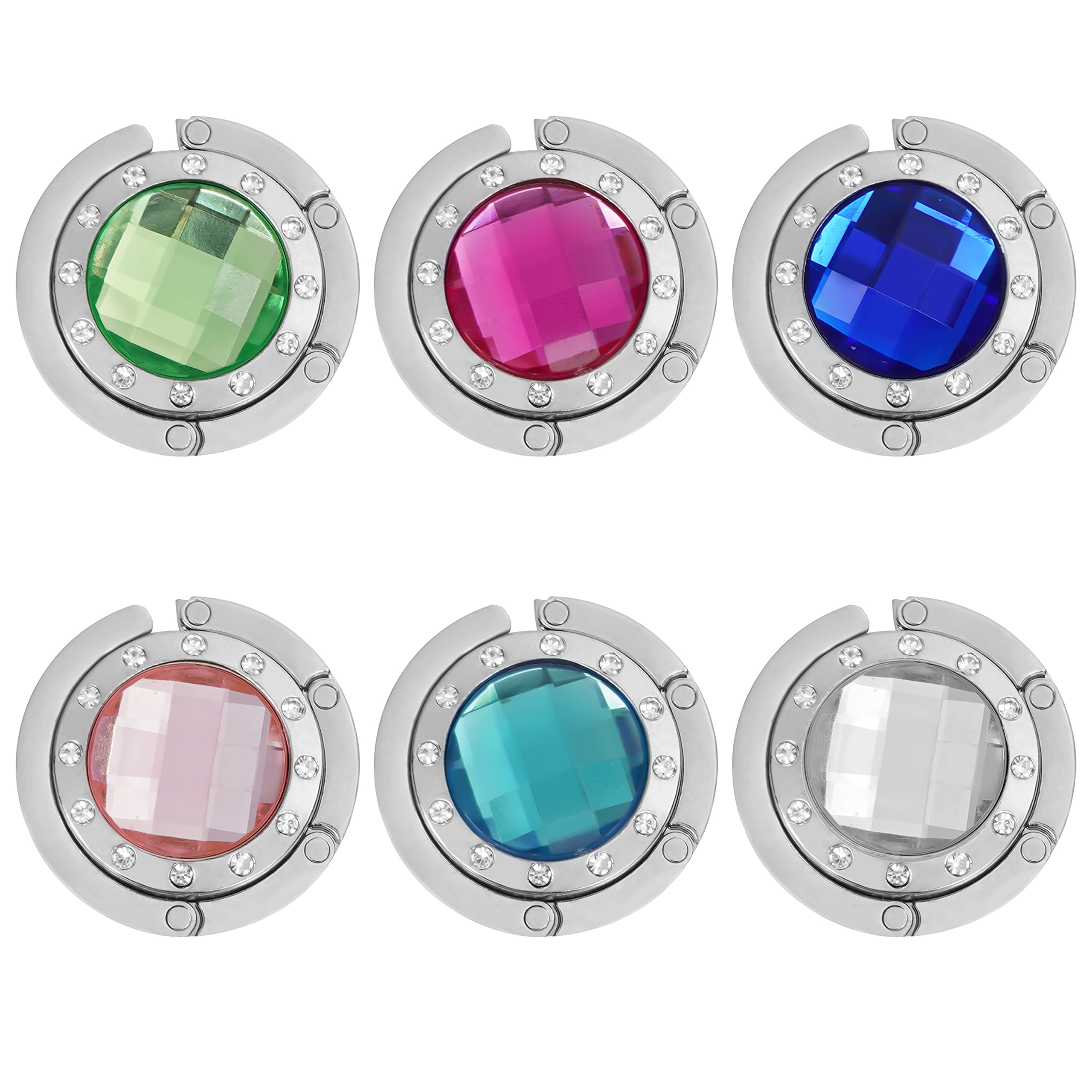 Kurtzy Portable Handbag Hangers (6 Pack) - Silver Foldable Bag/Purse Hooks - Metal Folding Bag Holders for Storage, Tables/Desks, Restaurants, Offices, Bars, Coffee Shops - Gift for Women/Girls