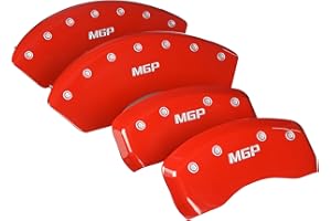 MGP Caliper Covers 37022SMGPRD Red Powder Coat Finish Engraved Front/Rear MGP Caliper Cover, (Set of 4)
