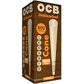 OCB Virgin Unbleached Pre-Rolled King Size Cones Bulk, 4.29 Inch/109mm (800 Total Cones) King Size Ultra-Thin Natural Rolling Papers with Tips - Slow Burning, 100% Natural Acacia Gum, Unbleached Paper
