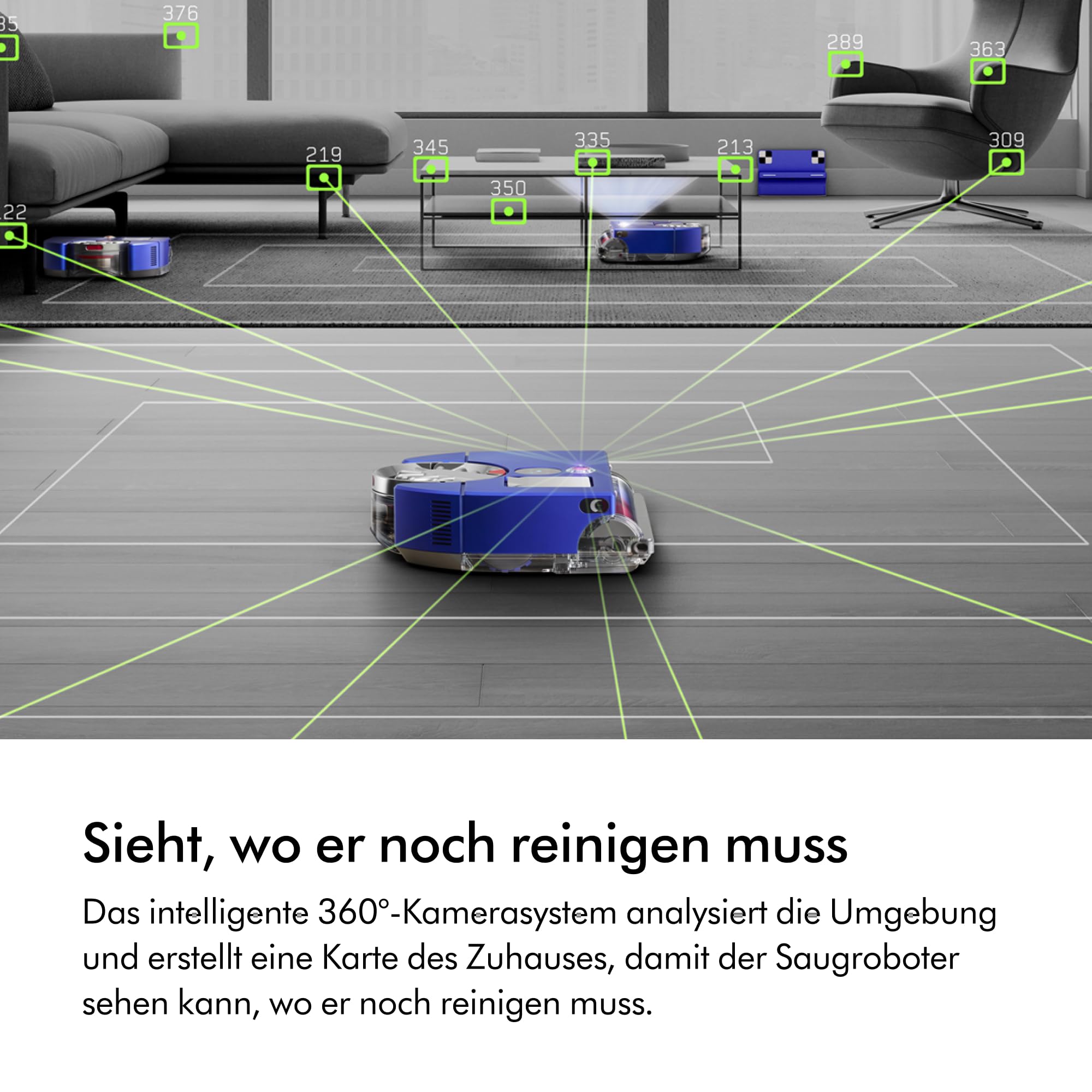 Dyson 360 Vis NAV™ Saugroboter, Vollbreite Bürste, entwickelt für alle Bodenarten (Blau/Nickel) 3
