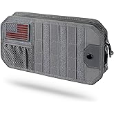 LIVANS Tactical Car Sun Visor Organizer, Fit Cars Trucks SUV Jeeps Patrols | M:12.8X6.9"Semi-Rigid Molle Panel, Auto Visor Storage Pouch, Glasses Holder Flag Patch, for Gift Car Gears Road Trip Daily