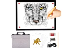 A4 Rechargeable Light Pad with Carry Bag, KOBAIBAN Wireless Magnetic Tracing Light Box, 5-Level Brightness LED Light Tablet Board, Cordless Battery Powered Light Drawing Table for DIY Diamond Painting