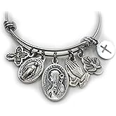 St. Bridget of Ireland Bangle Bracelet, Patron Saint Italian Charm Jewelry, Catholic Gift, Extra Small to Large