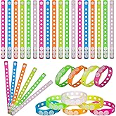 Sotiff 30 Pieces Glow in the Dark Silicone Wristbands Kids Silicone Charm Bracelets Adjustable for Boys and Girls Swimming Identify Shoe Charms Mouse Party Birthday Gift Firefighters Party, 6 Colors