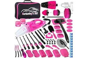 FORTUNING'S JDS 55PCS Pink Car Detailing Kit Interior Cleaner with High Power Handheld Vacuum, Car Wash kit with Detailing Brush Set,Car Interior Detailing Kit,Car Accessories for Cars,Gifts for Women