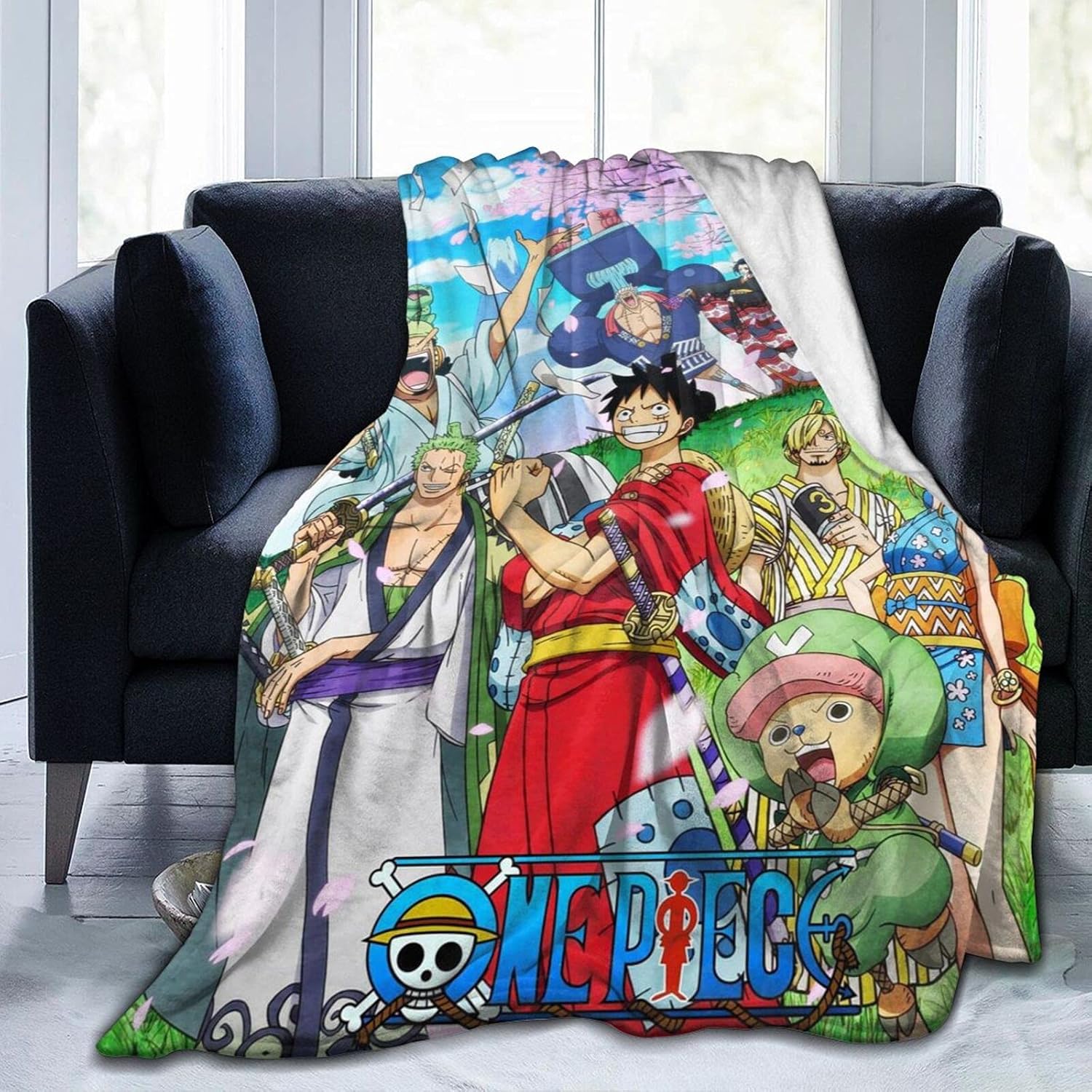 One Piece Anime Throw Blanket Microfiber Lightweight Fluffy Cozy