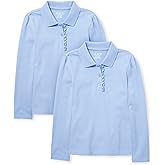 The Children's Place Girl's Long Sleeve Ruffle Pique Polo, Daybreak, Large