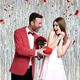 Silver Foil Curtain Backdrop 2 Pack 1x2.5m Tinsel Fringe Decor view 4