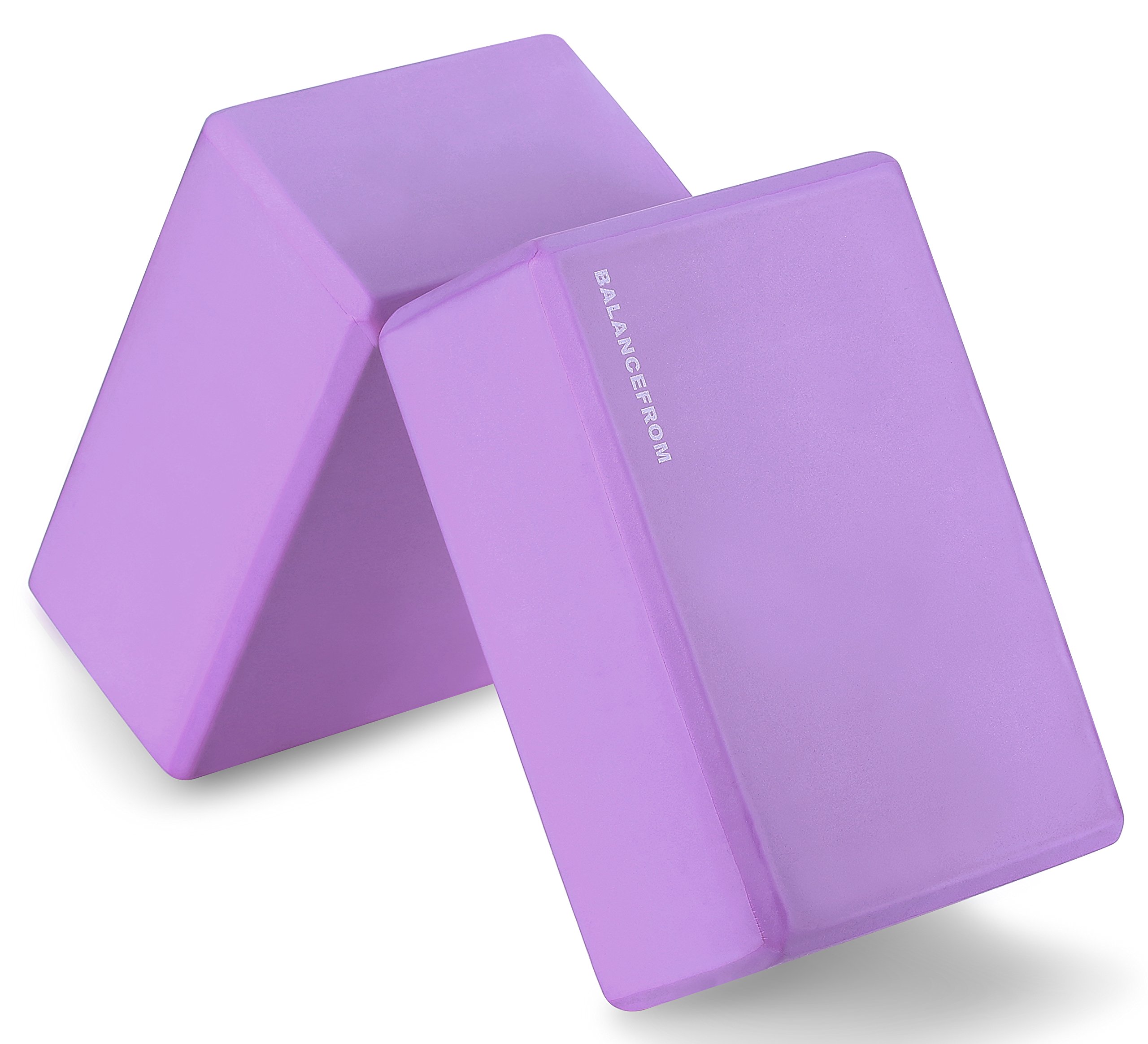BalanceFrom GoYoga Set of 2 High Density Yoga Blocks, 9"x6"x4" Each [Newest Version] (Purple)