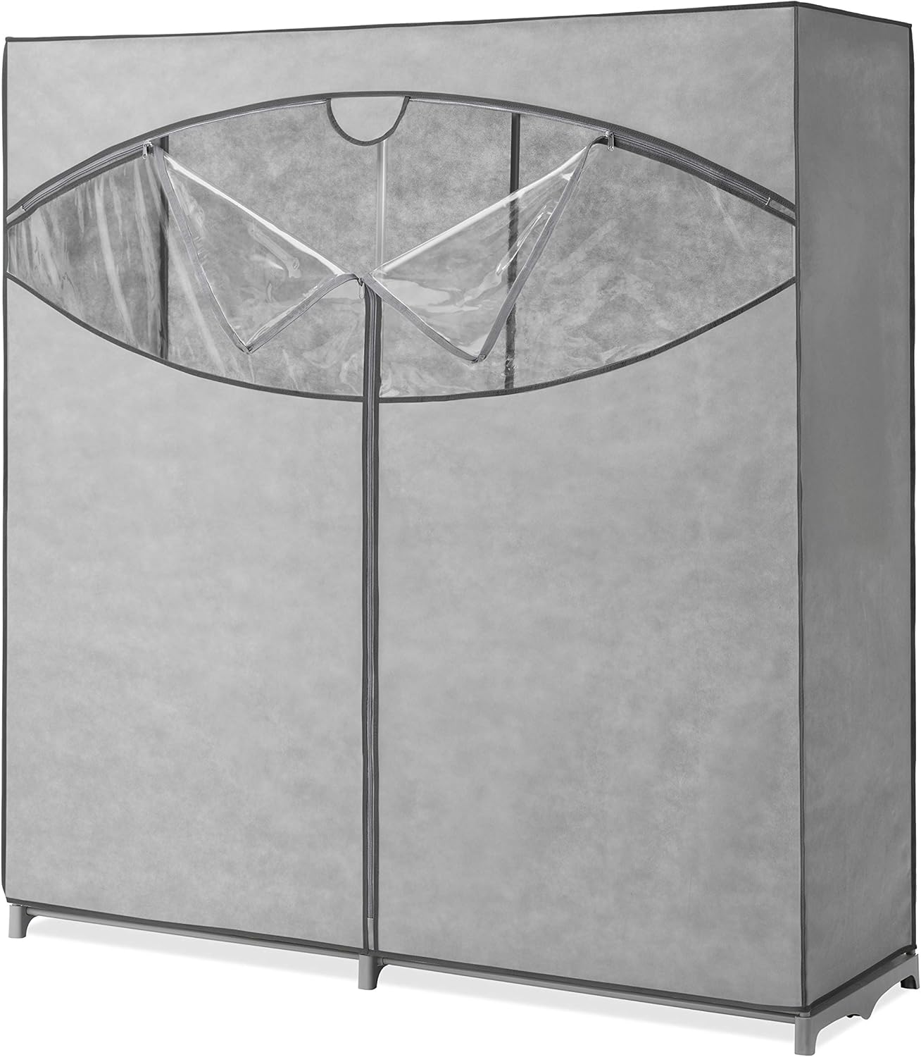 Whitmor Portable Wardrobe Clothes Storage Organizer Closet with Hanging Rack - Extra Wide -Grey Color - No-tool Assembly - Extra Strong & Durable - 60"W x 19.5"D x 64" L - Not for outside use: Home Improvement