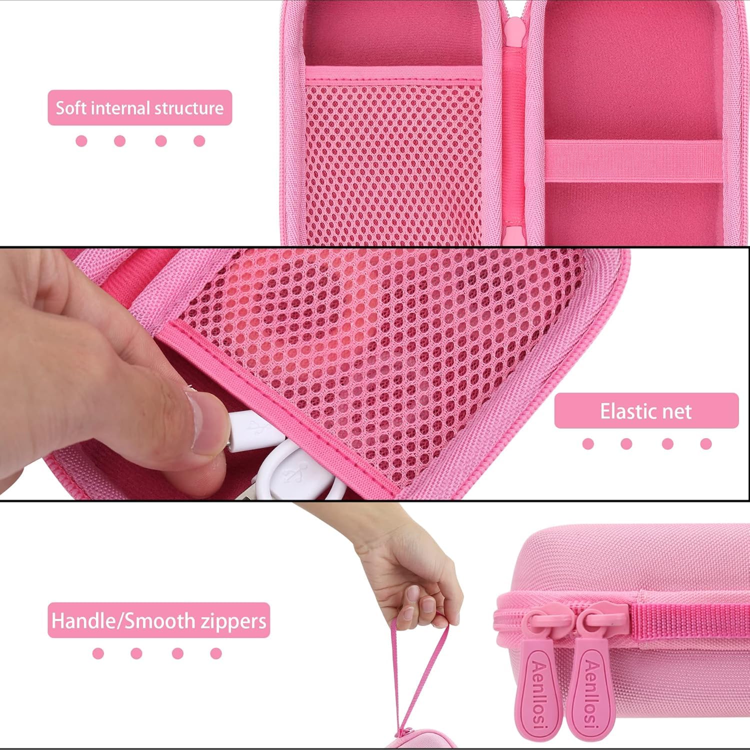 Aenllosi Hart Tasche Hülle für Phomemo D30/Phomemo D35/COLORWING D30/Memoking D30 Bluetooth Label Printer Label Maker (nur Tasche) (Rosa) 6