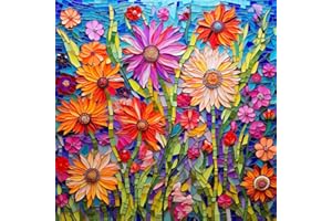Bgraamiens Puzzle-Mosaic Art Flowers-1000 Pieces Mosaic Art Paper Puzzle for Adults, Stained Glass Art Puzzle with Flowers, Impossible Puzzle Color Challenge Flowers Puzzle for Adults