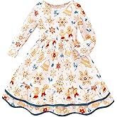 Lukiwel Christmas Toddler Girls Dress Long Sleeve A-line Twirly Skater Dresses Santa Xmas Party Clothes 2-7 Years