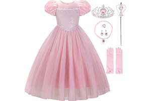 JerrisApparel Girls Princess Dress Puff Sleeve Princess Costume with Accessories