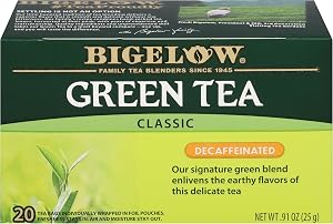 Bigelow Tea Classic Green Tea Decaffeinated, 20 Total Tea Bags (Pack of 1)