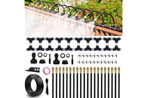 FOKATY Drip Irrigation System 66 FT with 20 Nozzles, 360° Adjustable Bendable Garden Watering Misting System for Greenhouse, Yard, Lawn, Plant, Garden, 0.3 inch Hose