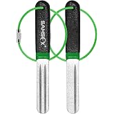 SAMSFX Dual-Grit Diamond Fishing Hook and Knife Sharpening Stone | Double sided diamond grit 200/400, 4 inch, 3-hook groove, steel keychain, 2 pack