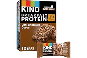 KIND Breakfast Protein Bars, Dark Chocolate Cocoa, Healthy Snacks, Gluten Free, 8g Protein, 6 Count