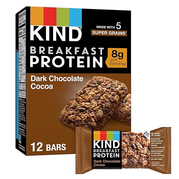 KIND BREAKFAST PROTEIN BARS, DARK CHOCOLATE COCOA, HEALTHY...