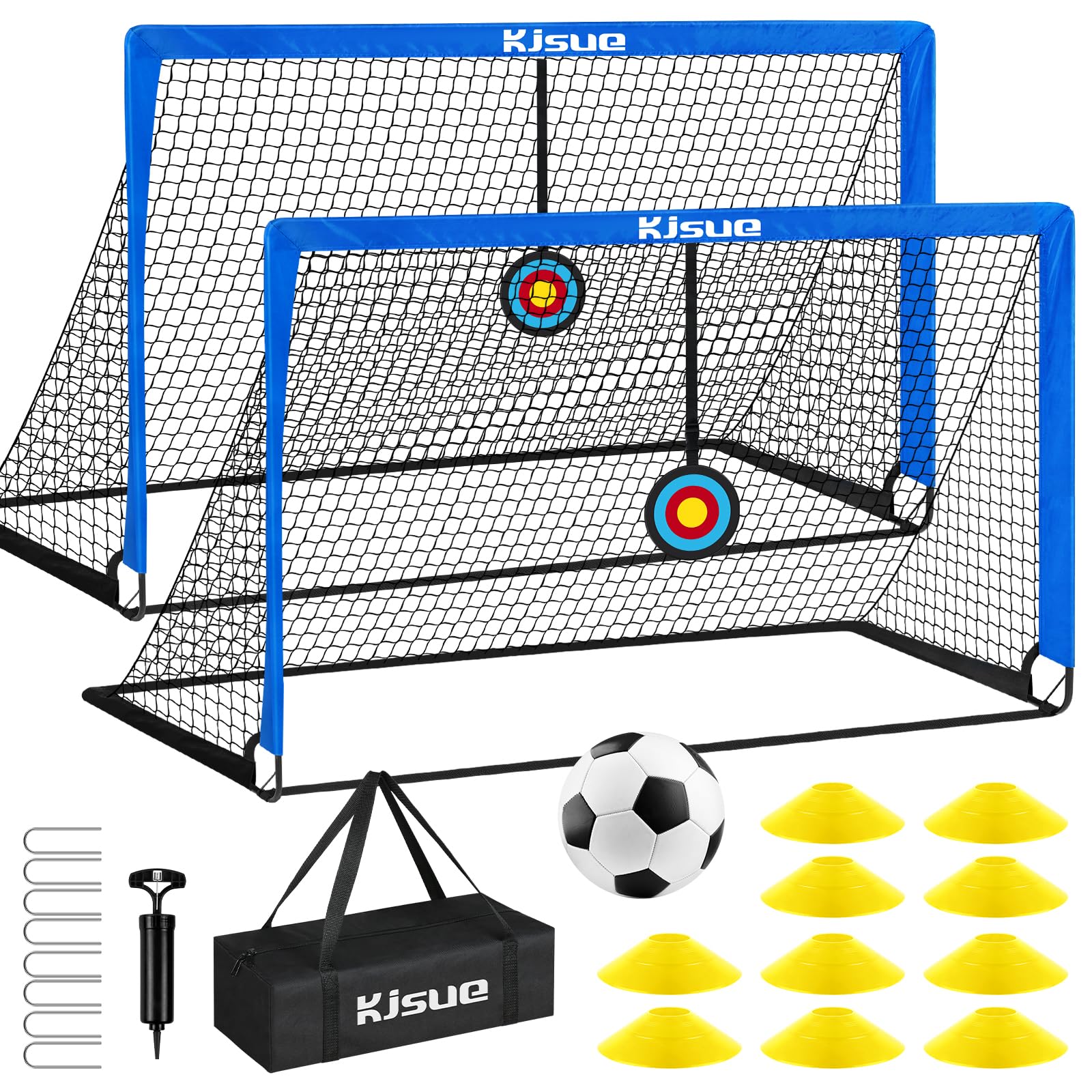 Photo 1 of Kids Soccer Goal, Soccer Goals for Backyard Set of 2, 5x3.6ft Portable Football Goal Pop Up Soccer Net Training Equipment with Targets for Kids Age 3-5 6-8 8-12 10-12 Sports Games