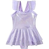 NIUSC Girls One Piece Swimsuits Quick Dry Beach Swimwear Cute Toddler Swimsuits Ruffle Bathing Suits for 4-12 Years