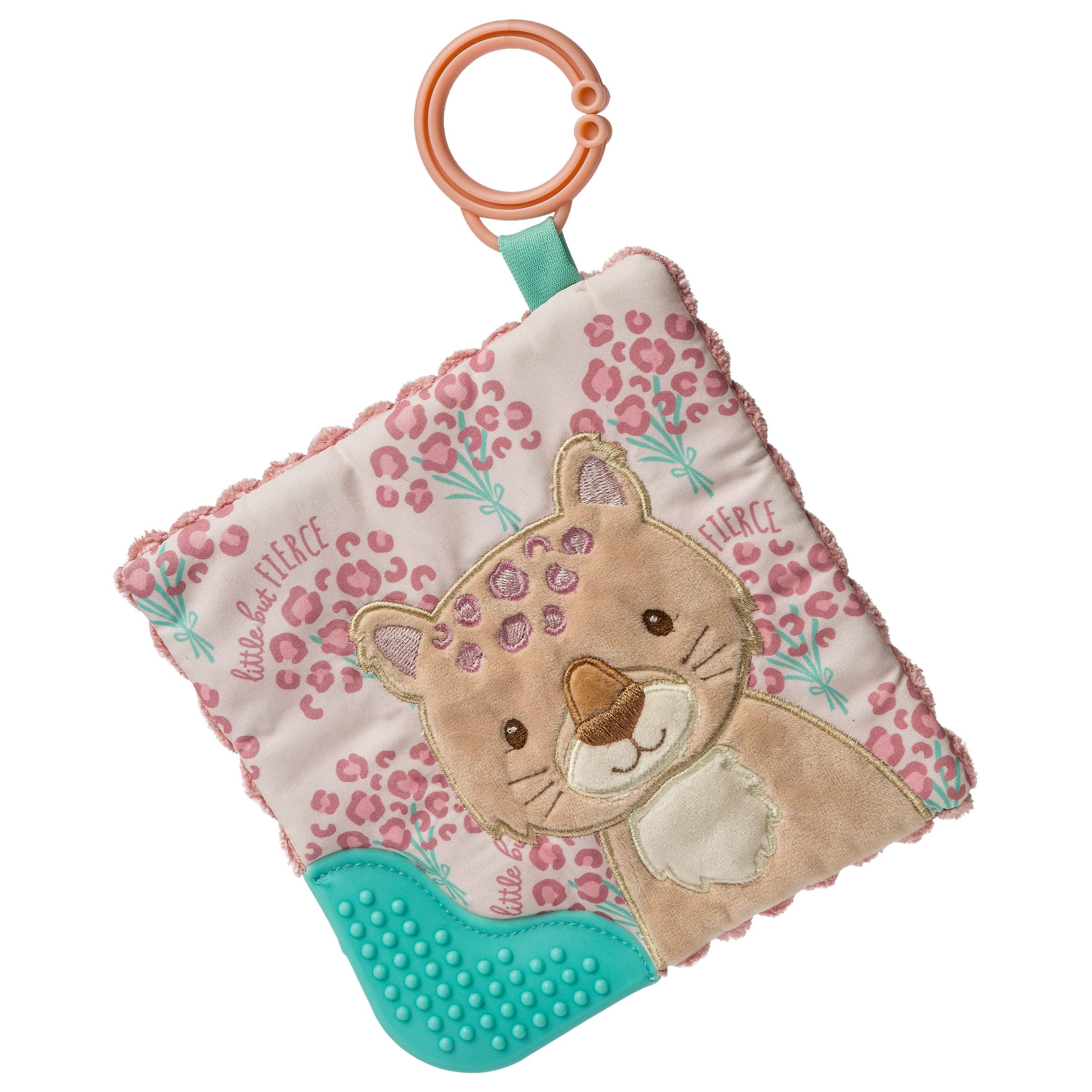 Mary Meyer Crinkle Teether Toy with Baby Paper and Squeaker, 15 x 15-Centimetres, Little But Fierce Leopard