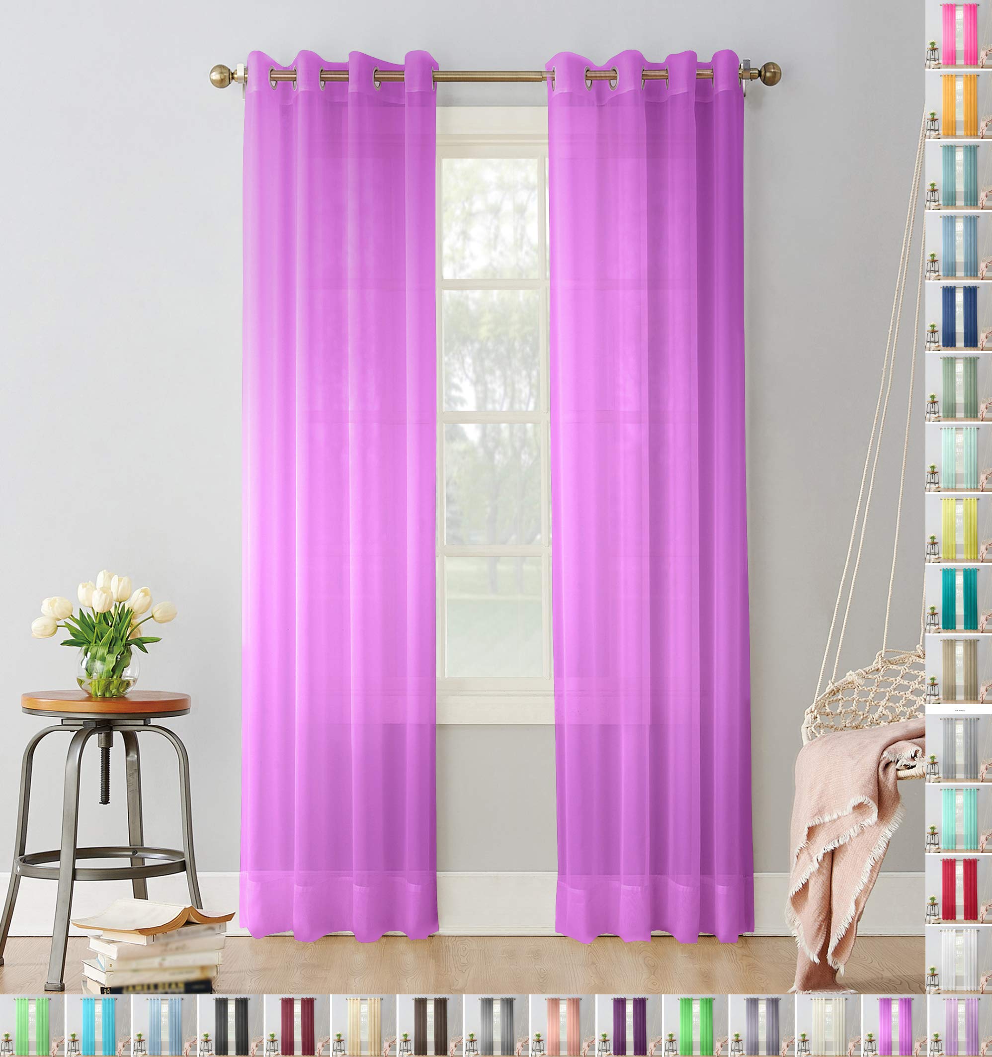 Megachest pair of sheer voile RING top (lavender, 56" wideX108 drop(W142cmXH274cm))