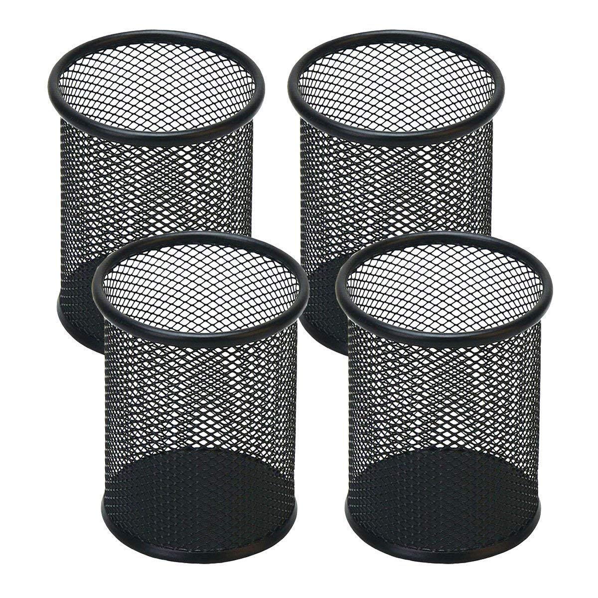 Snow Cooler Pen Holder Mesh Pencil Holder for Desk Office Pen Organizer Black, 4 Pack