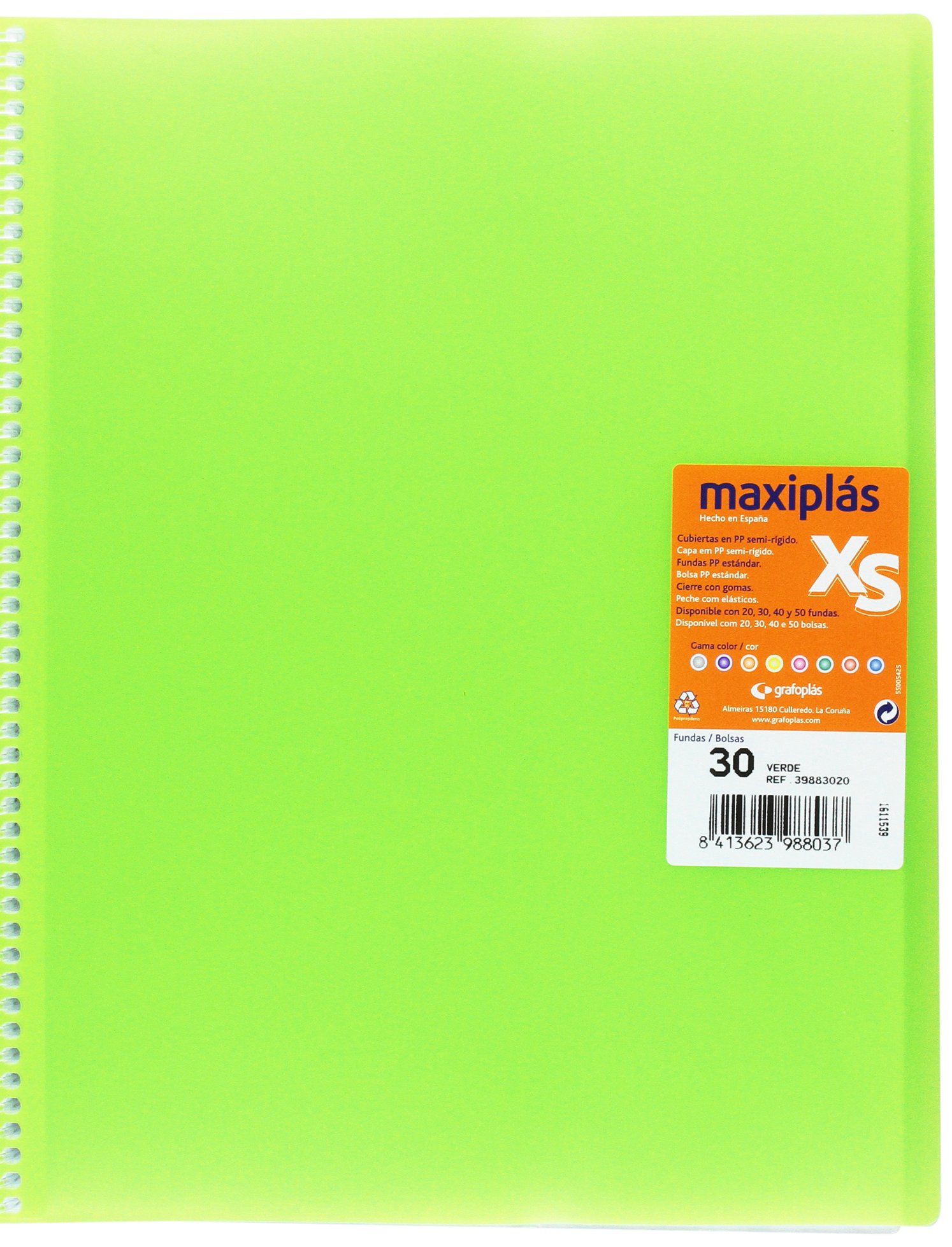 grafoplas 39883020 Folder – 30 Pockets, A4, Tapas, PP Green