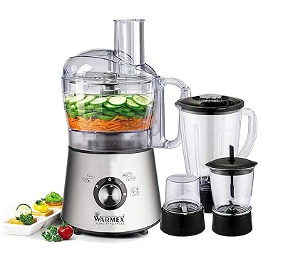Warmex Home Appliances Electric Food Processor FP 99 with 3 Jar 500 Watts (Silver and Black)