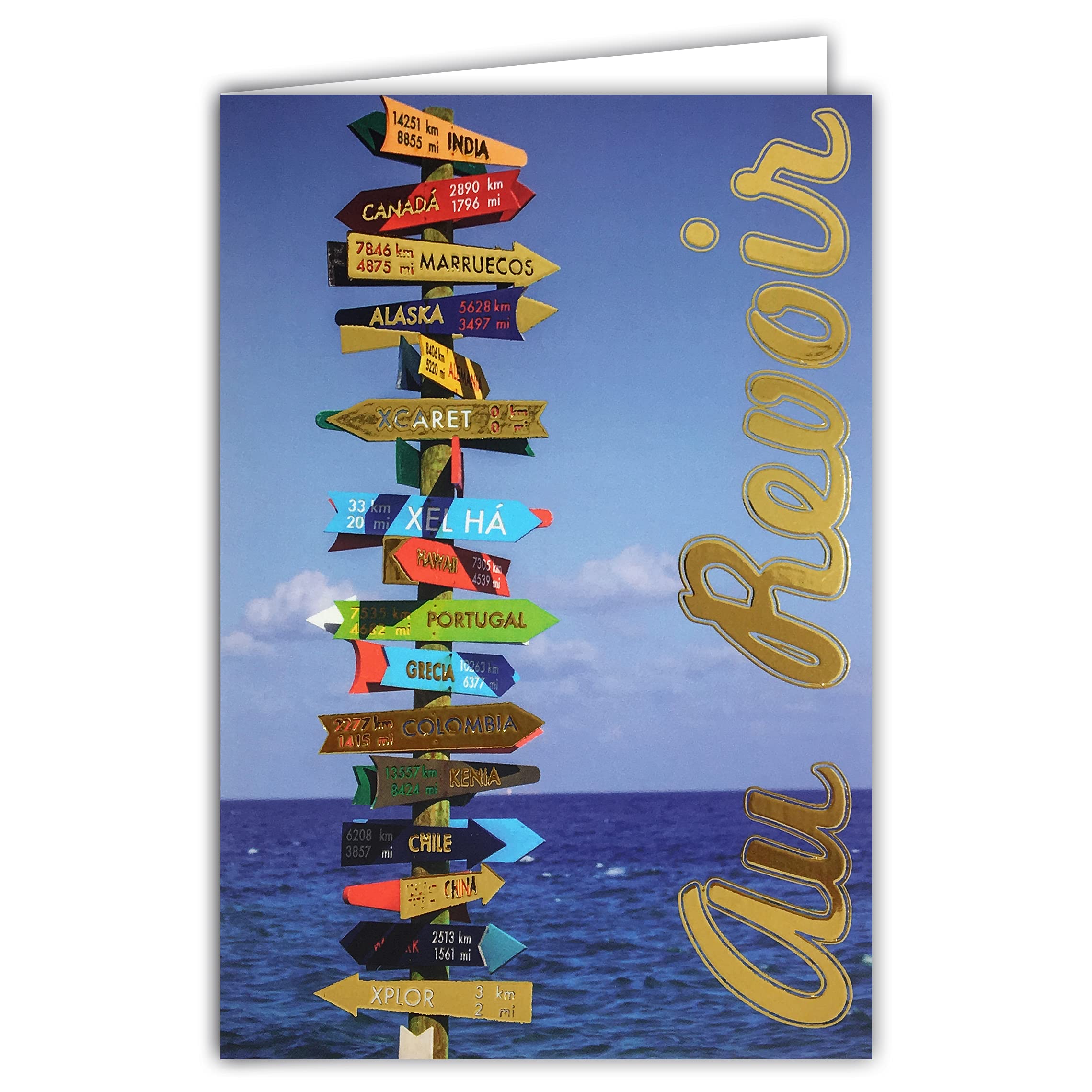 Afie 69-4061 Card Leaving Retirement Glitter Design Goodbye Bon Voyage