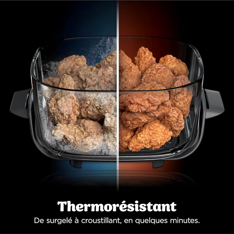 CRISPi Air Fryer Design Compact, 3,8L + 2,3L + 1,4L, 4-en-1: cuisson à l'air chaud, rôtisserie, maintien au chaud, croustillant, 3 récipients en verre amovibles avec couvercles, Vert, FN103EUGN — photo 5 sur 8