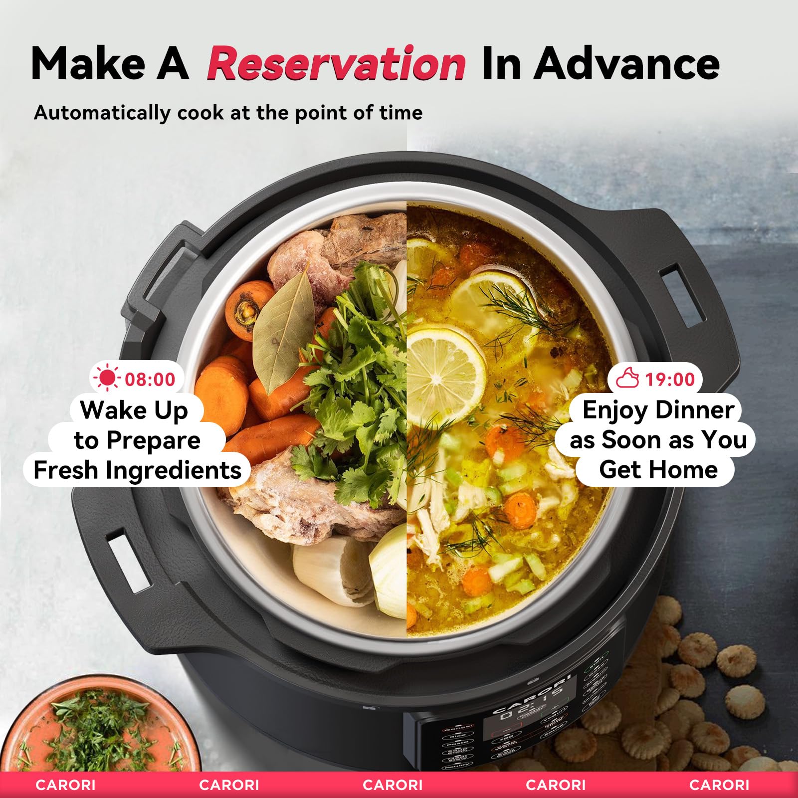 1200W 12-in-1 Electric Pressure Cooker 8Qt, Stainless Steel Pressure Cooker, Slow Cook Rice Cooker Steamer Sauté, Yogurt Maker, Warmer & Sterilizer with Recipe, Safer Venting Design, Black