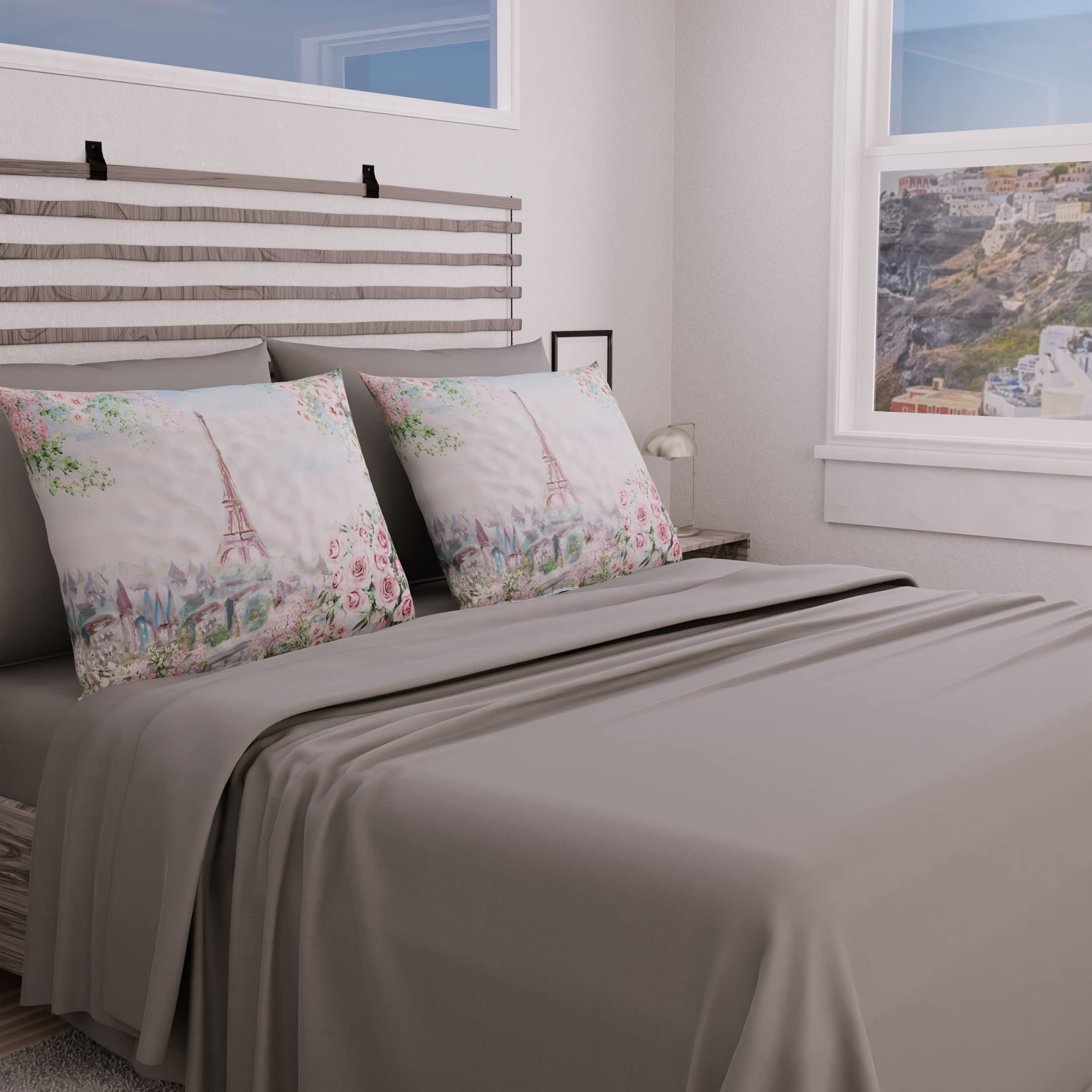 PETTI Artigiani Italiani - Complete Bed Set, Double Bedding, Paris Painted Bedding, Double Bed Set, Print only on Pillowcases 100% Made in Italy — image 1