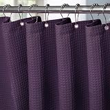 Shower Curtain 122x182cm Purple with Metal Hooks Waffle Fabric