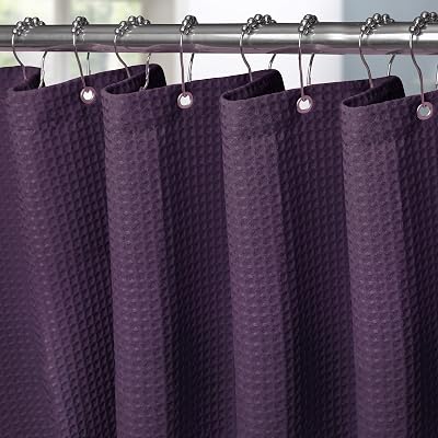 Waterproof Shower Curtain 92x182cm Purple with Metal Hooks