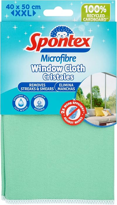 Spontex Microfibre XXL Window Cloth 40 x 50cm Removes Streaks Smears