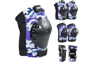 AIDY-PRO Adult/Youth/Kids Knee Pads and Elbow Pads Set Skateboard Protective Gear, 6 in 1 Knee Guards Kids Wrist Guards for Roller Skating Skateboarding Biking