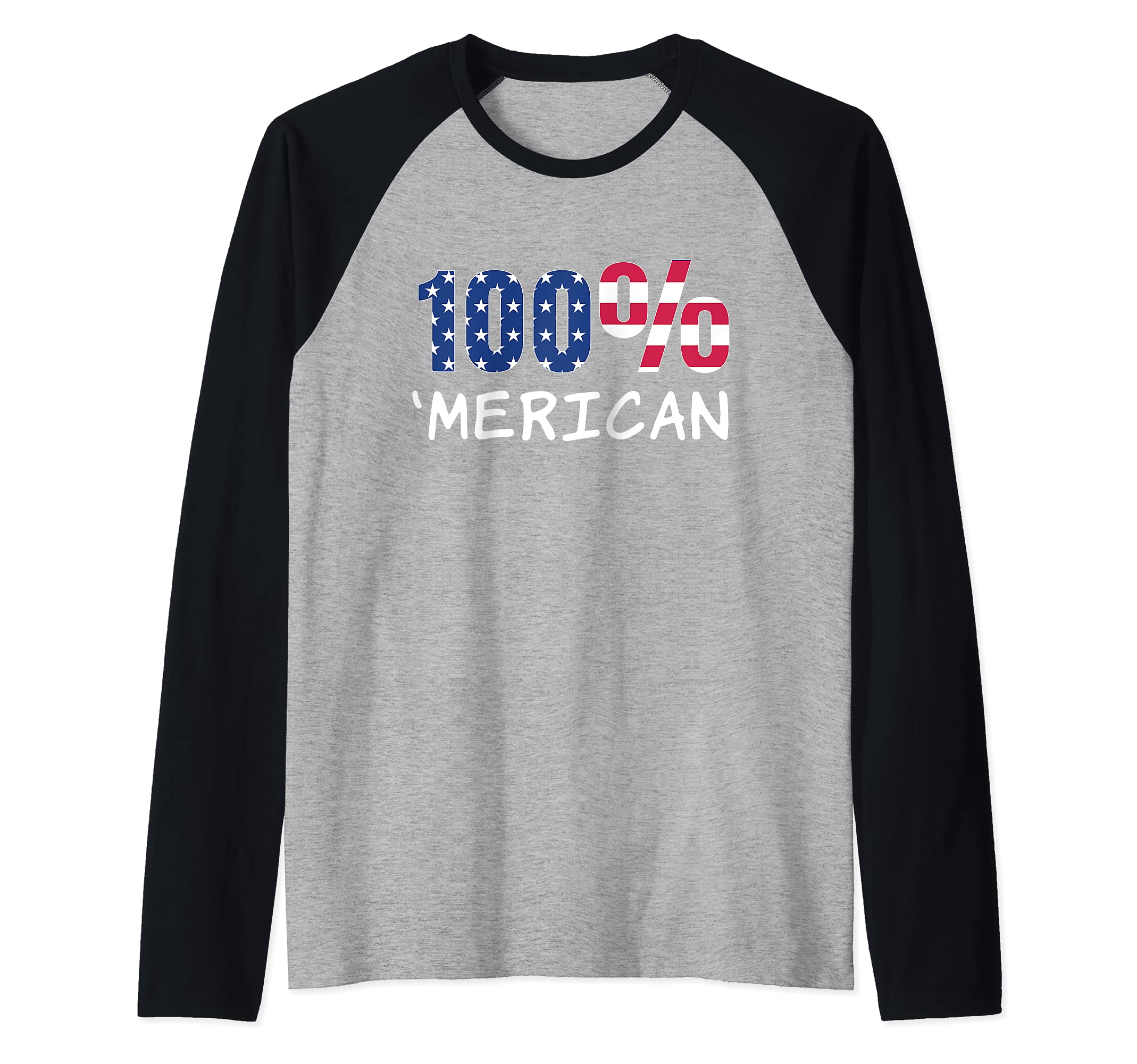 Fourth of July USA Apparel Patriotiic July 4th 100% Merican Raglan Baseball Tee