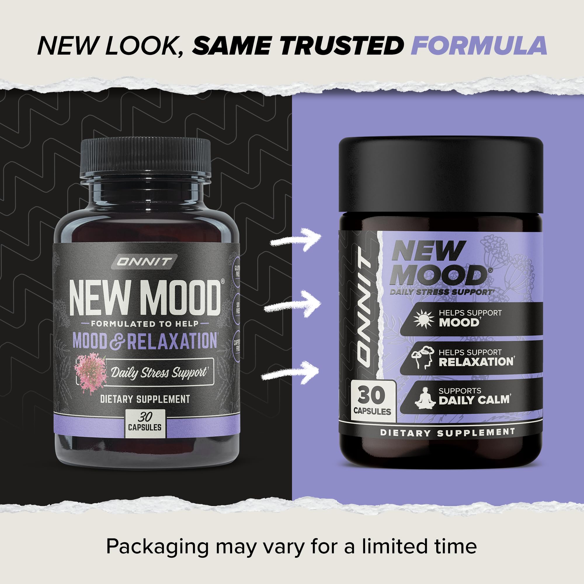 ONNIT New Mood Daily Stress Support Capsules, Sleep and Mood Support Supplement for Men and Women, Daily Stress Management Capsules, 30 Count